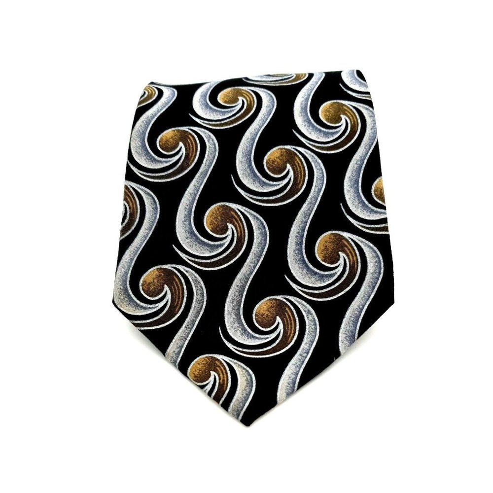 Brandini Mens Dress Tie 100% Imported Silk Business Shirt Accessory Black Gray